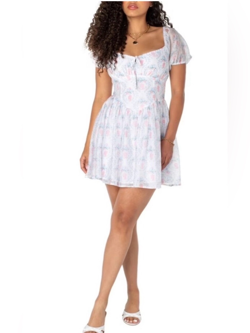 Bridgerton Celebrity Pink Netflix Floral Mini Dress XXL Cottagecore Smocked